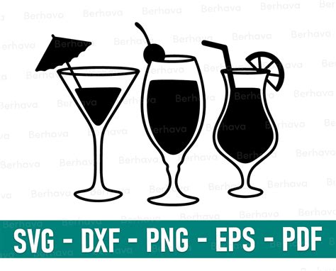 Cocktail Svg Cocktail Party Svg Cocktail Silhouette Etsy Uk