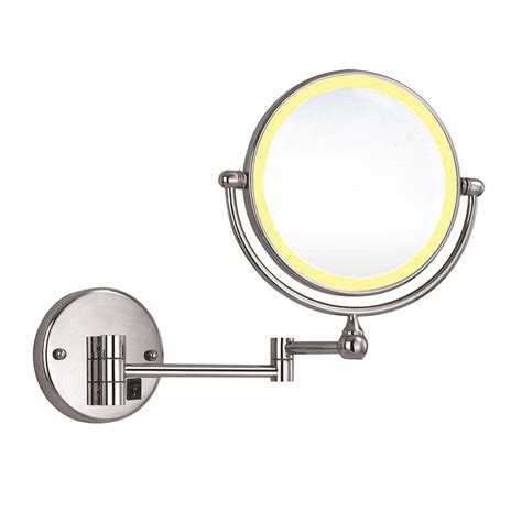 bathroom double side led light makeup mirror v15d 8 inches round wall mounted type everstrong