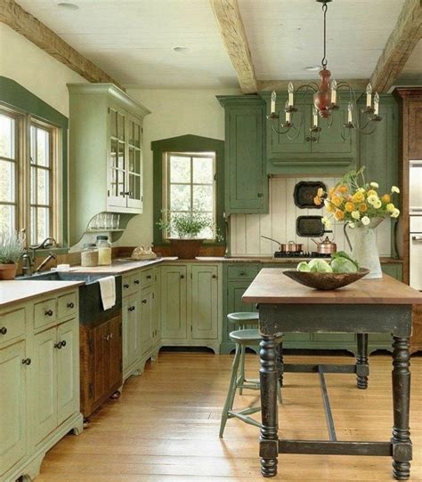 Images Kitchens With Green Cabinets Image To U