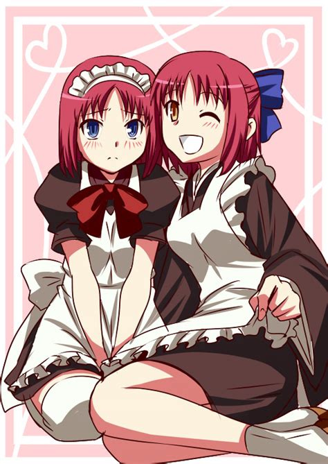 urako hisui tsukihime kohaku tsukihime tsukihime white legwear 00s 2girls apron