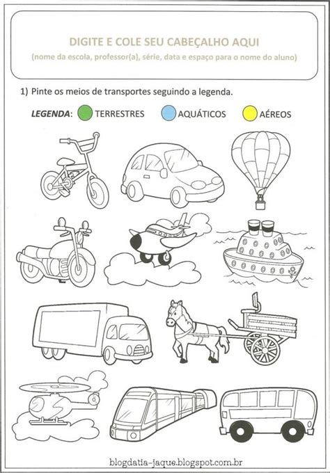 Atividades Prontas Meios de Transporte | Transportation preschool