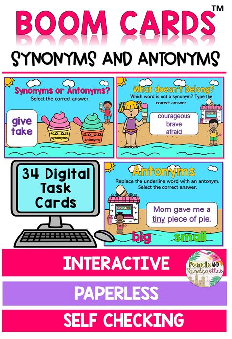Synonyms and Antonyms| Boom Cards| Distance Learning in 2020 | Synonyms and antonyms, Antonyms ...