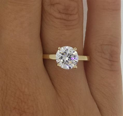 Ct Classic Prong Round Cut Diamond Engagement Ring Si D Yellow