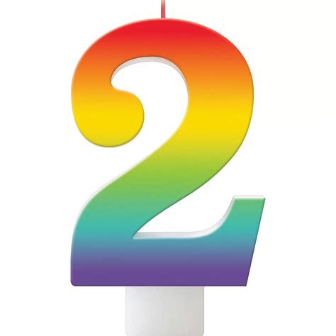 Rainbow Number 2 Birthday Candle 4 34in Party City
