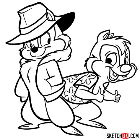 How To Draw Chip And Dale Together Sketchok