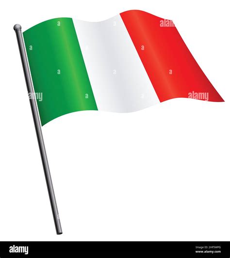 Flying Waving Italian Flag Of Italy On Flagpole Silk Icon Vector