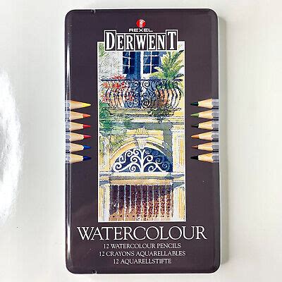 Derwent Watercolor Pencils With Tin Box Assorted Colors Set Of By Rexel Ebay