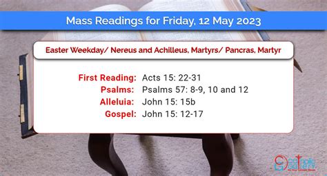 Daily Mass Readings For Friday 12 May 2023 Catholic Gallery