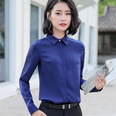 Fashion Temperament Slim Interview Shirt Female New Long Sleeve Loose Chiffon Blouses Office