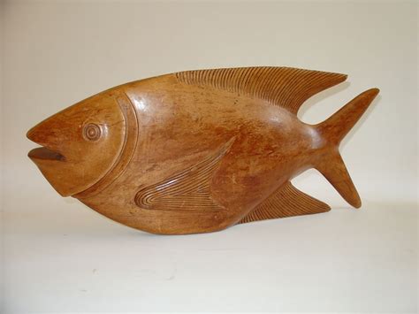 Wood Fish Sculpture At 1stdibs