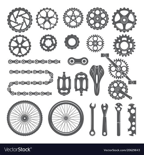 Gears Chains Wheels And Other Different Parts Vector Image