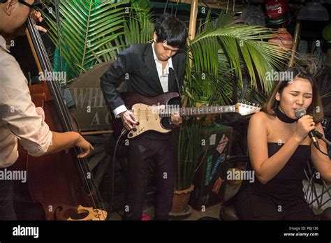 Thai Jazz Trio Performing In Bangkok Thailand Stock Photo Alamy