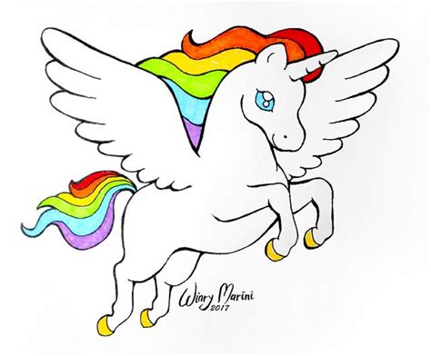 Rainbow Winged Unicorn Unicorn Wings Unicorn Drawing Embroidered