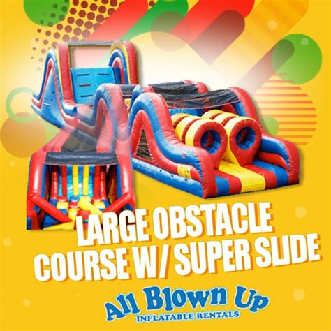 Large Obstacle Course With Super Slide All Blown Up Inflatables