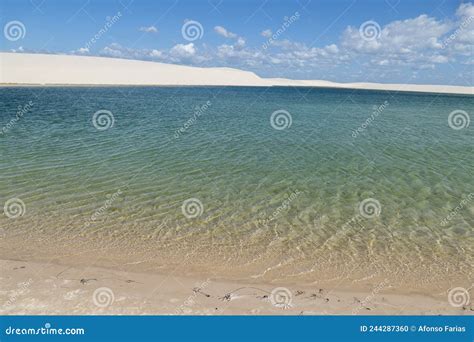 Sand Dunes And Lagoons In Lencois Maranhenses Brazil Stock Photo