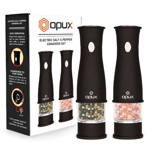 Opux Premium Deluxe Electric Salt And Pepper Grinder Set Automatic