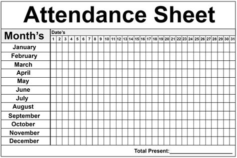 Printable Attendance Sheets