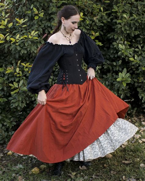 Orange Linen Renaissance Skirt Faire Treasures