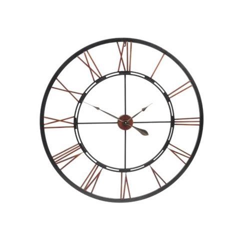 Custom 24 Inch Round Large Metal Black And Copper Skeleton Wall Clock24
