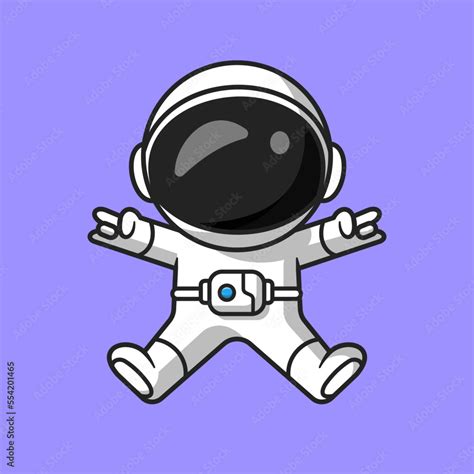 Cute Astronaut Jumping With Metal Hands Cartoon Vector Icon