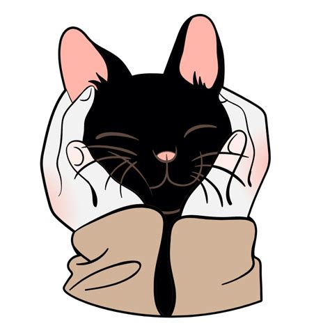 Black Kitten In Human Palms In 2020 Kitten Drawing Cats Illustration Cute Animal Drawings