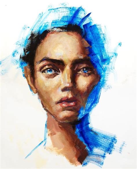 Conceptual Abstract Woman Face Beautiful Portrait Illustration Oil