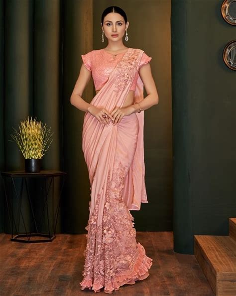 Pink Party Wear Frill Saree Sarees Designer Collection