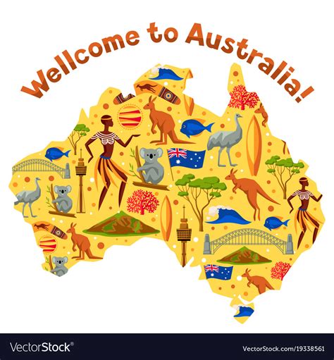 Australia Map Design Australian Traditional Vector Image