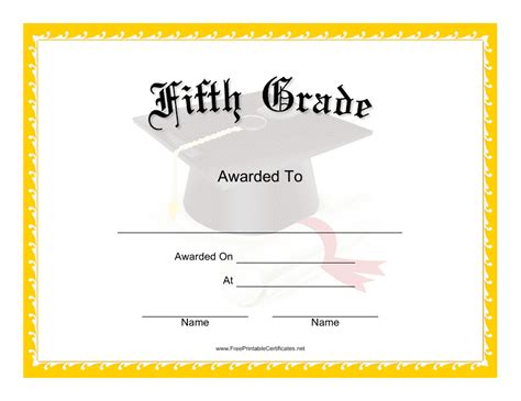 5th Grade Graduation Certificate Template