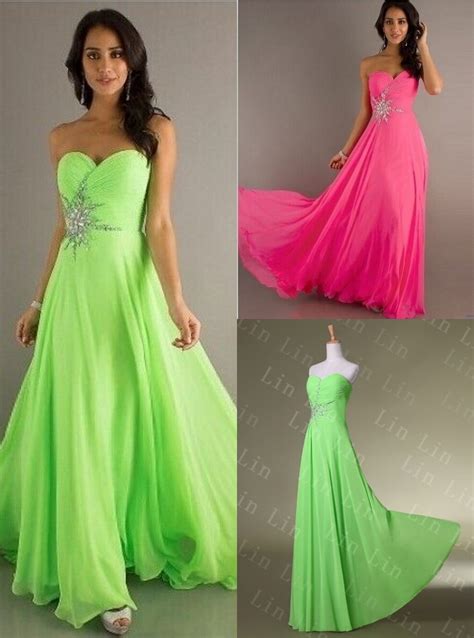 long prom dresses 2014 lime green hot pink beaded sweetheart sleeveless straight lace up floor