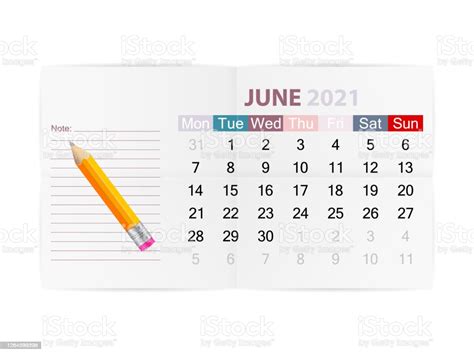 Calendar June 2021 Stock Illustration Download Image Now 2021