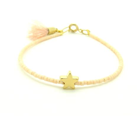 Star Beaded Bracelet Nude Bracelet Tassel Bracelet Gold Etsy