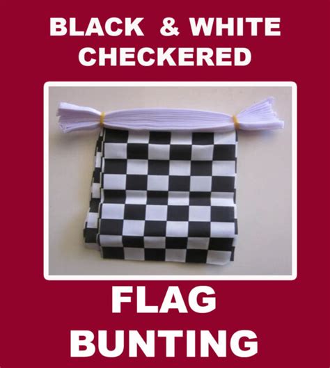 Checkered Flag Bunting 20 Black And White Chequered Polyester String