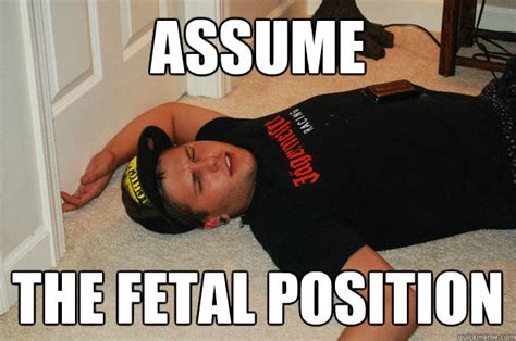Assume The Fetal Position Meow Quickmeme