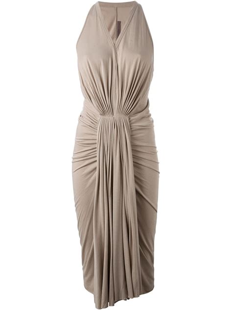 Rick Owens Lilies Ruched Draped Dress In Natural Lyst