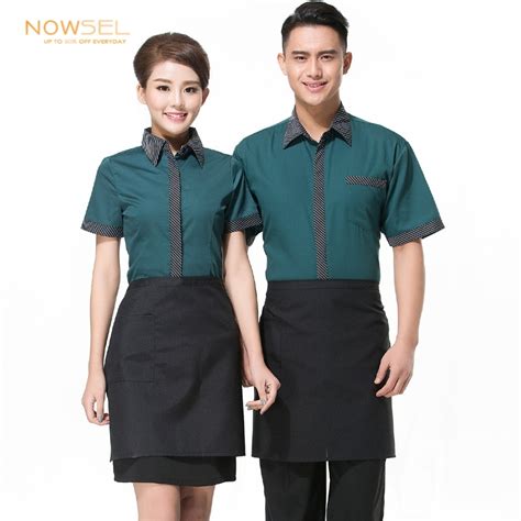 Summer Design Coffee House Waiter Shirt Apron Uniform Set Nowsel