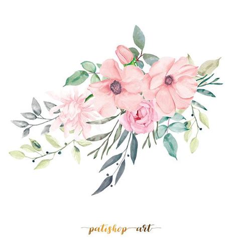Blush Pink Flowers And Leaves With Different Beautiful Shades Clipart