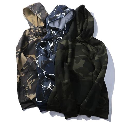 Camouflage Pullovers Casual Unisex Warm Thick Fleece Hoodie Camo
