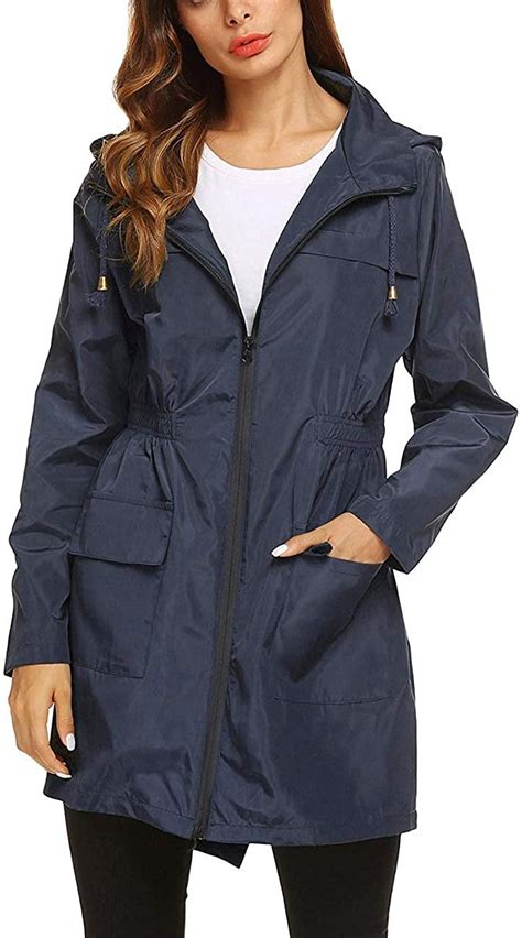 Yxiuexur Rain Jacket For Women Lightweight Waterproof Hooded Raincoat