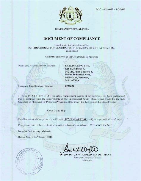 Certificate of completion and compliance(ccc) (form f) for him to confirm that the project for which he had obtained building plans approval from a local authority, is. HSE Document of Compliance