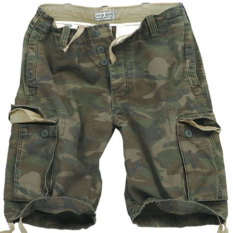 Surplus Vintage Mens Cargo Combat Shorts Army Style Washed Cotton Woodland Camo Ebay