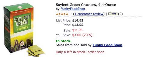 Soylent green is a science fiction film from 1973 starring charlton heston, loosely based on a 1966 harry harrison novel called make room! Soylent Green Crackers: Glad to Meat You … | Take Five a Day
