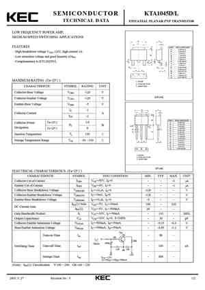 KTA1049 Datasheet Equivalent Cross Reference Search Transistor Catalog