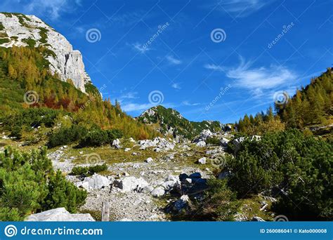 Alpine Landscape At Vrsic Mountain Pass In Julian Alps Slovenia Stock