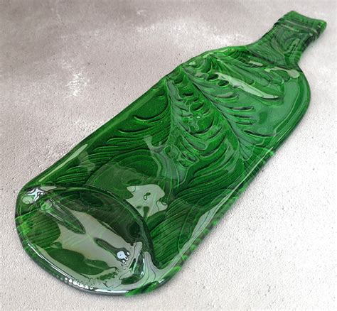 Handmade Fused Glass Recycled Wine Bottle Plate With Imprinted Etsy
