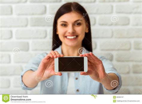 Girl And Gadget Stock Image Image Of Gadget Background 66285197
