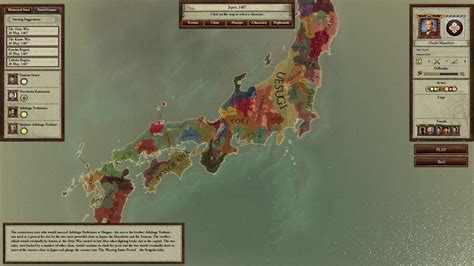 Sengoku is situated nearby to senda. The map, with clans shown. From here you can choose who to play as.