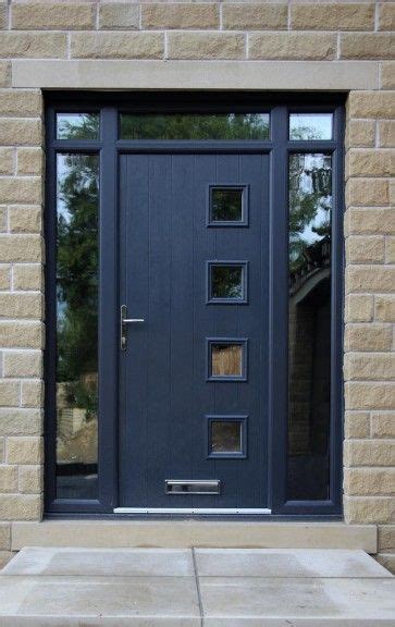 milano composite door  grey  top light  side panels   frame contemporary front