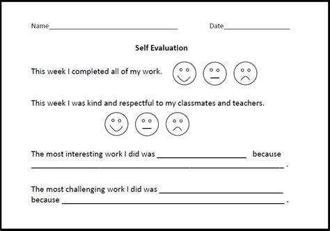 Student Self Evaluation Form Virtually Montessori