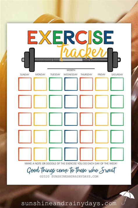 Monthly Workout Tracker Printable